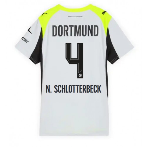 Stroje piłkarskie Borussia Dortmund Nico Schlotterbeck #4 Koszulka Wyjazdowej dla damskie 2025-26 Krótki Rękaw